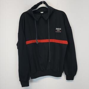 Drakkar Noir Pullover Sweatshirt Size L Black Red Stripe Mock Neck Vintage 90s